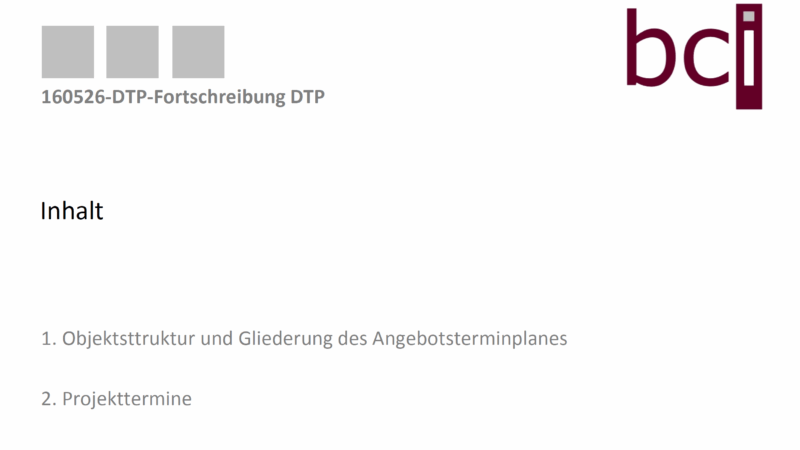 Beispiel für eine Gliederung eines Terminkontrollberichts